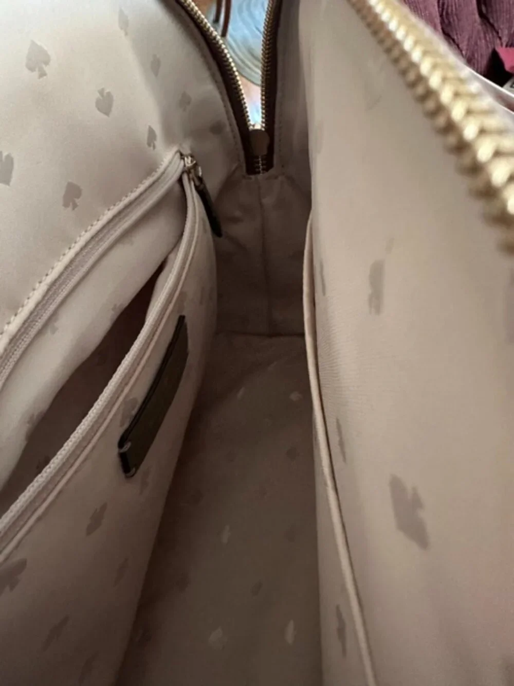 Kate Spade New York Taupe Crossgrain Leather Satchel Handbag Excellent Condition